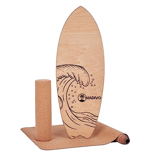 MADIVO Balanceboard 3in1 Set | Surfboard + Korkrolle + Korkmatte |...