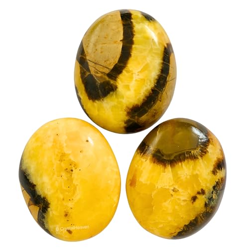 Image of Septarian Crystal Palm Pebbles Stones for Anxiety Stress Relief Massage - AAA Grade Original Healing Gemstone Agate Palm Stone for Yoga Meditation Spiritual Reiki Feng Shui