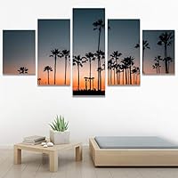 SIGNWIN 5 Panel Canvas Wall Art Palm Tree for Home Decorations Ready to Hang - 60