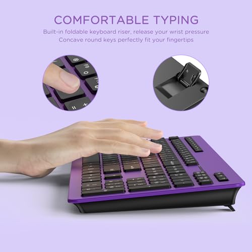 Image of seenda Wireless Keyboard and Mouse Combo, 2.4GHz Cordless Quiet Keyboard Mouse with USB Receiver, Full Size Cute Purple Combo, Compatible for Windows Laptop Computer Desktop PC, Black and Purple