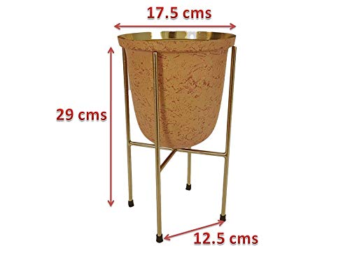 MORii® Set of Metal Pot Planter with Gold Stand | Indoor Outdoor Planters | Plants Balcony Gardening Pots| Flower Plant Garden Large| Home Living Room | Decor Gifts| Tall Planter Entryway|