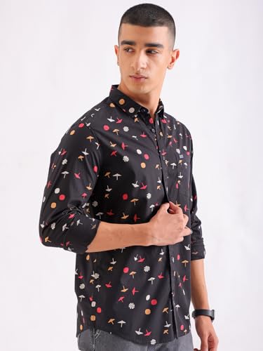 Image of The Indian Garage Co Men's Cotton Regular Fit Conversational Printed Full Sleeves Spread Collar Casual Shirt