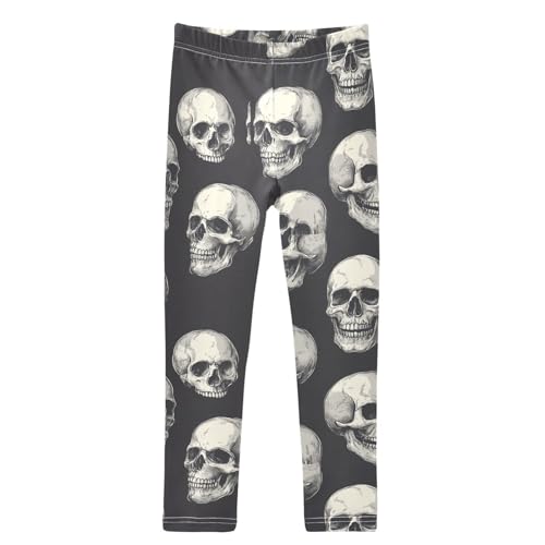 Funny Human Skulls Black Skulls Girls Leggings Kids Yoga Pants Dance Active Tights 4T