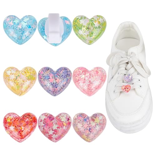 Breloques colorées en forme de cœur pour chaussures - Cadeau mignon de 16 pièces