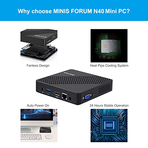 MINIS FORUM Mini PC Windows 10 N40 Lüfterlos 4 GB DDR4 / 64 GB eMMC Intel Celoren N4020 Prozessor Mini Desktop Computer… – Bild 6