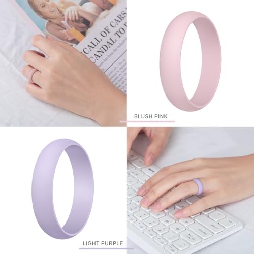 Egnaro Women's Silicone Eternity Rings, 5.5mm Wide 2mm Thick Wedding Rubber Bands, Comfort Workout Variety For Outfit3