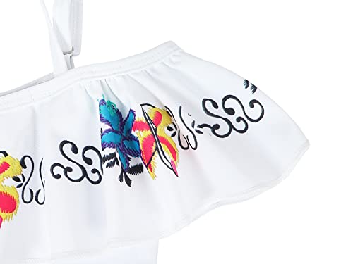 Image of Jurebecia Girls Princess White Swimwear Adventure Bathing Suit Tankini Swimsuit 2 Pieces Bikini Set White Size 10 /9-10Years