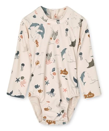 Toddler Girls One Piece Swimsuit Long Sleeve Bathing Suit Zipper Rash Guard Pink Cherry Swimwear with Snap