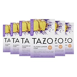 TAZO Glazed Lemon Loaf Herbal Tea Bags for Health and Wellness, Aromatic Blend, Caffeine-Free, 15 Count (Pack of 6)