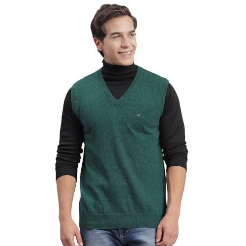Image of Monte Carlo Off White Solid V Neck Sweater | Warm Woolen Pullover for Men | Soft Comfortable Knitted Winter Wear Sweater for Men's