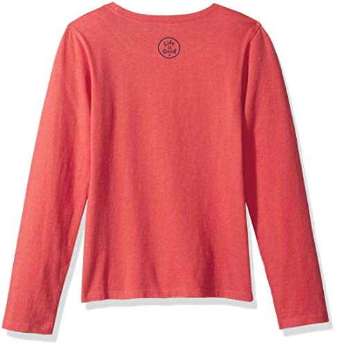 Life is Good Girls Graphic Long Sleeve T-Shirts Crusher Collection,Life is Merry,Americana Red,Large