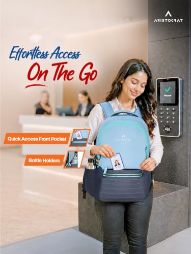 Image of Aristocrat Chip 15.6 inch Compatible Laptop Backpack 32L | 2 Compartments with Quick-Access Front Pocket | Tablet Sleeve, Rain Cover & Bottle Holders | Office & Casual Backpack for Men & Women