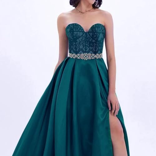 ECYC Rhinestone Bridal Belt, Fashion Green Crystal Wedding Dress Belt Rhinestone Ribbon Belts for Women2