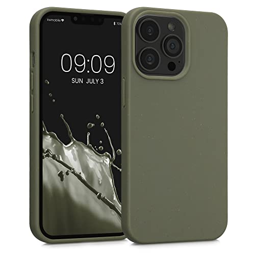 kalibri Coque Compatible avec Apple iPhone 13 Pro - Coque étui de Protection écologique Flexible - Caméra protégée - Vert Olive Cover