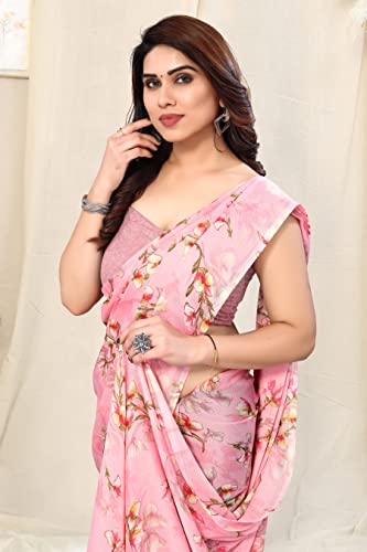 Image of MIRCHI FASHION Women Saree Chiffon Floral Printed | Breathable Lightweight Sari for Regular Home and Office Wear with Blouse Piece