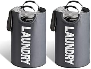 YOUDENOVA Laundry Basket Bag Collapsible 82L Washing Basket Fabric Foldable Large Laundry Hamper for Bedroom Grey