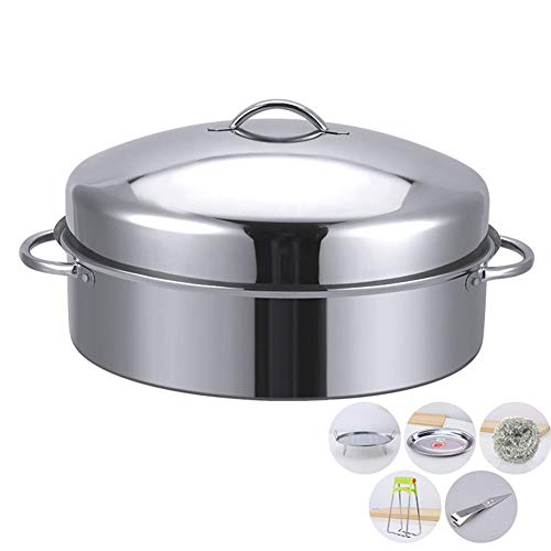 Grande Cocción Al Vapor Pescado Pavo, Pato Olla Sartén Acero Inoxidable Oval, Calentamiento...