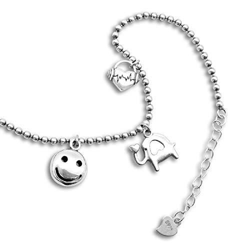 LZK Señora S925 círculo de plata esterlina Grano tobillera cadena, pulsera de tobillo ajustable, estudiante de verano salvaje cadena de pie Joyas Regalos/Plata/cm