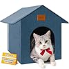 Outdoor Cat House Feral Cat Shelter,Outside Waterproof Cat House for Outdoor/Indoor Cats, Insulated Cat Bed for All Seasons with Cozy Cushion Easy to Assemble, Navy Blue