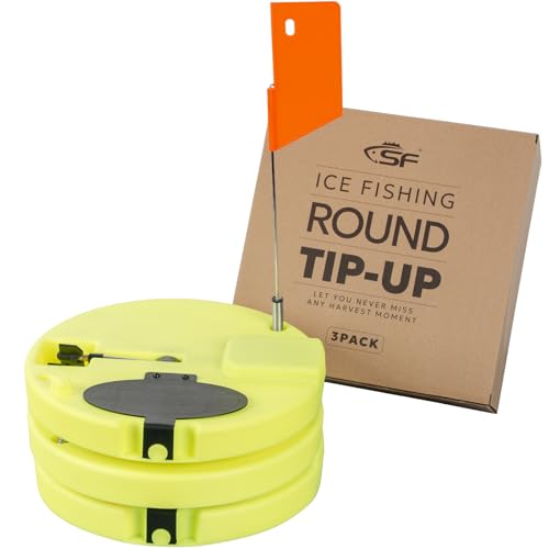 SF 3Pcs Insulated Thermal Tip Ups with Fishing Line Spool, Orange Pole...