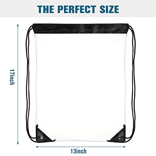 Riakrum 15 Pieces PVC Clear Drawstring Bag Small Waterproof Clear Plastic Drawstring Backpack For Stadiums Sporting Events (Black)2