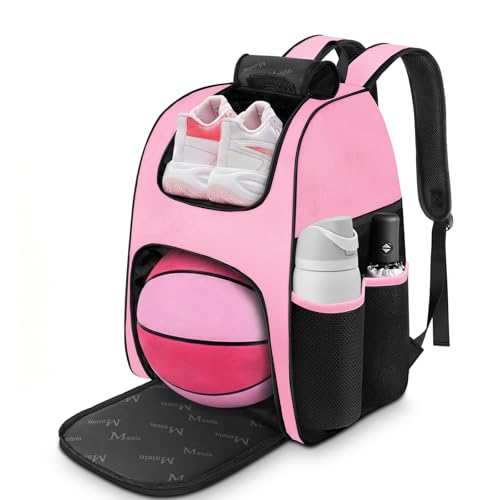 MATEIN Basketball Bag Sturdy Soccer Bag with Ball Holder & Shoe Compartment Large Basketball Backpack for Training Equipment Water Resistant Sports Ball Backpack Fits Volleyball Football Colorful
