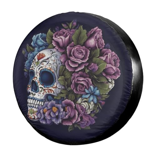 Image of Delerain Sugar Skull Spare Tire Covers for RV Trailer SUV Truck and Many Vehicle, Wheel Covers Sun Protector Waterproof, (14 Inch for Diameter 23 inch-27 inch)