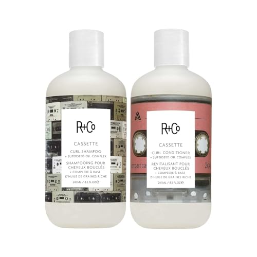 R+Co Cassette Curl Shampoo and Conditioner Set – Lightweight Curl Definition & Frizz Control for Natural, Bouncy Curls – Adds Shine & Moisture – Sulfate-Free, Vegan & Cruelty-Free 8.5 oz 2PK + Sample