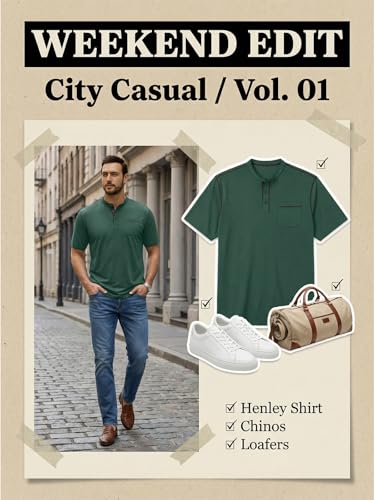 Humordream Mens Henley Shirts Short Sleeve T Shirt Summer Casual Shirt with Pocket Blue — view 5