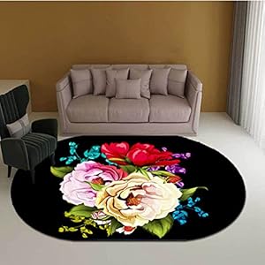 Tappeti Design Ovale Tapijten Voor Woonkamer Vloerkleed 150x180cm Moderne Minimalistische 3D Multicolor Grote Bloemen, voor Woonkamer Speelkamer Slaapkamer Bal Baby Baby Kruipen