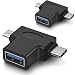 2 in 1 OTG Converter USB 3.0 to Micro USB and Type C Adapter USB3.0 Female to Micro USB Male and USB C Male Connector (2 Pack)