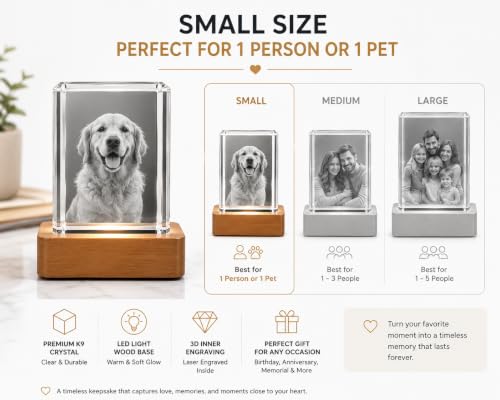 Personalized 3D Crystal Photo Gift, Custom K9 Picture & Text Keepsake (Small) - Image 4