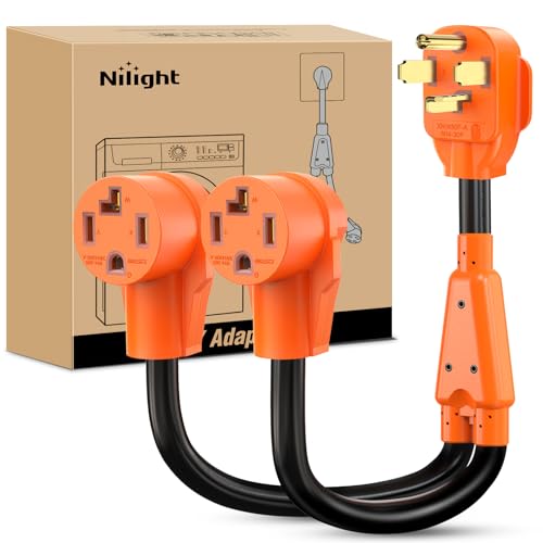 Image of Nilight EV Dryer Y Splitter Adapter Cord 30 Amp Male Plug to Two 30Amp Female Receptacle 4 Prong 125V /250V 7500 Watt Pure Copper Conversion Heavy Duty STW 10 AWG Cable 14-30P 14-30R 30M /30F