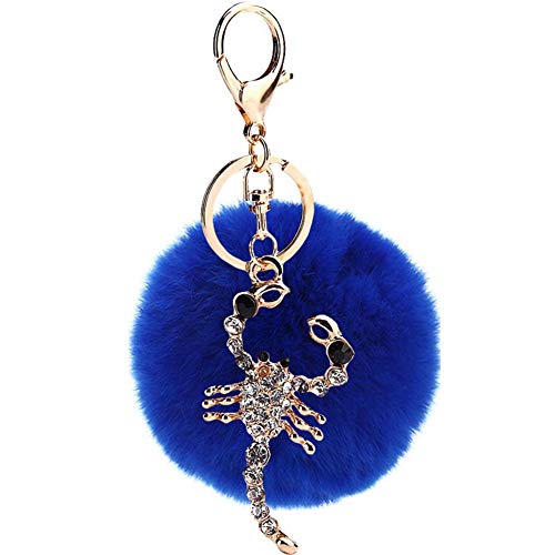 Preisvergleich Produktbild BanBanHu Pom Poms Schlüsselanhänger Boho Kristall Anhänger Schlüsselring Handtaschenanhänger Auto Anhänger Ornamente für Frauen Mädchen, marineblau (Blau) - NFHQ5OCB8U