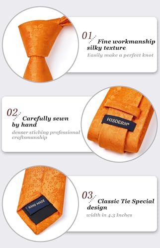Image of HISDERN Mens Ties Solid Color Tie and Pocket Square Set Classic Woven Formal Neckties & Handkerchief Wedding Party
