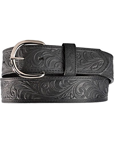 Silvercreek Men's Hand Tooled Western Belt Black 32