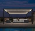 PURPLE LEAF Louvered Pergola with Integrated LED Lights 11' x 15' Outdoor Aluminum Pergola with Hidden Drainage System and Adjustable Roof Patio Hardtop Large Pergolas for Patio Dining Deck