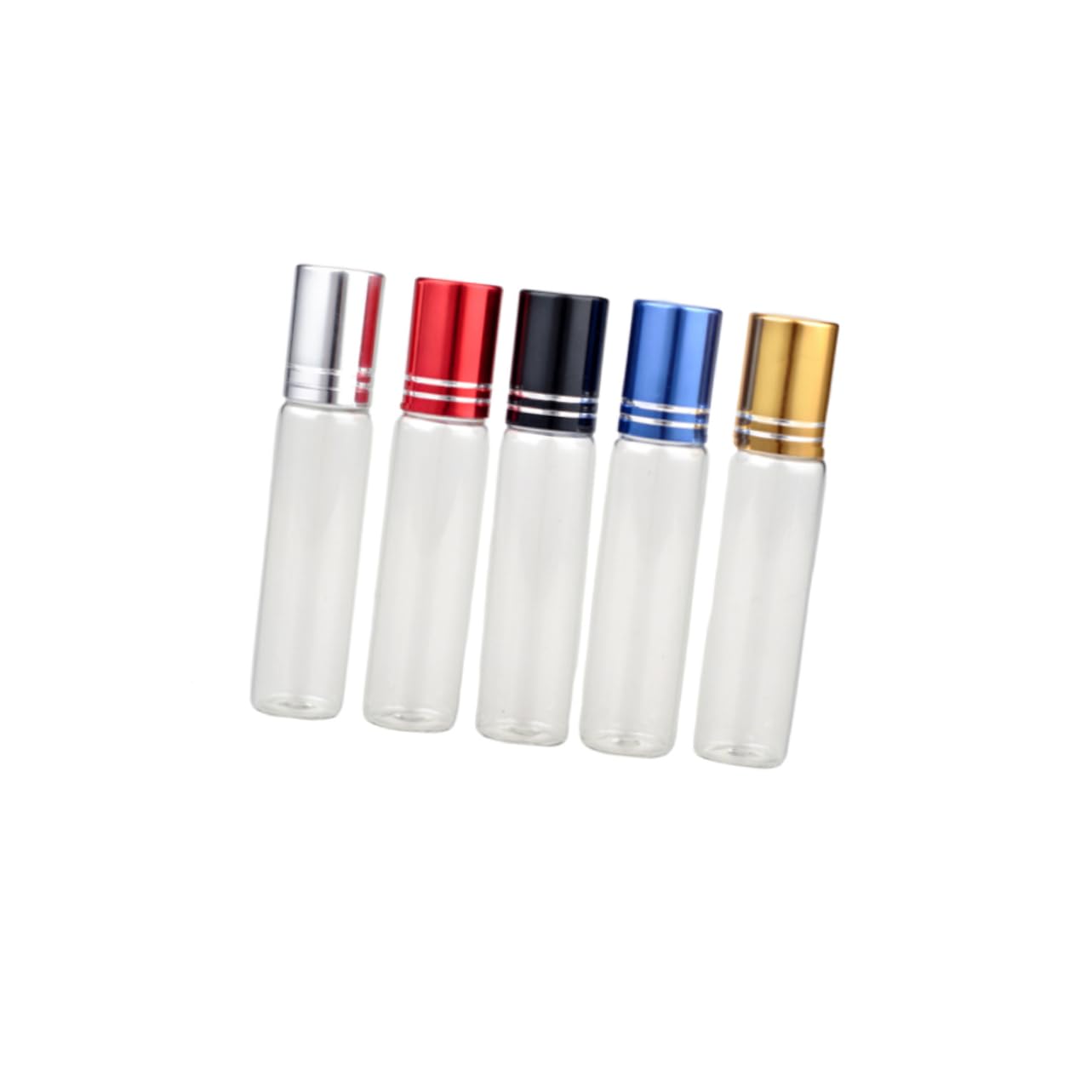Beaupretty 15pièces Bouteilles De Verre Pour Huiles Essentielles De Flacons Avec Bille Noir Bleu Rouge Pour Échantillonnage Et Voyage