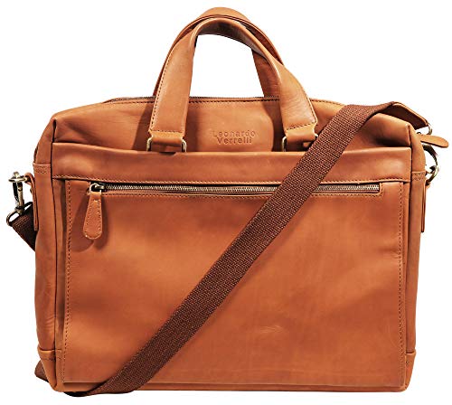 Bolso unisex de piel auténtica espacioso de 40 cm