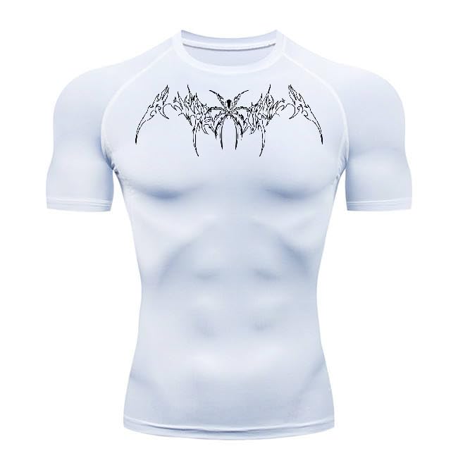 Fitkairosiswhite Spider Bat Compression Shirt For Men
