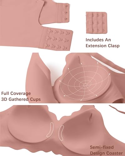 Image of Seamless Jelly Bras for Women No Underwire Push Up Bra Full Coverage V-Neck Wirefree Bralettes Soft T-Shirt Bra
