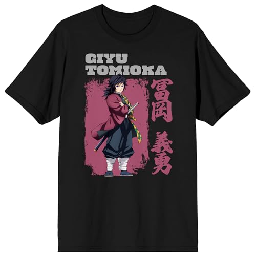 Demon Slayer Giyu Tomioka Adult Black Crew Neck Short Sleeve T-Shirt