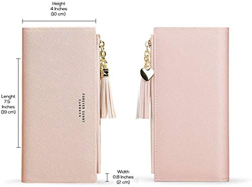 Image of Valentoria Womens Wallet Cute Elegant Long Slim Card Holder Case Minimalist Coin Purse Thin Tassels Zip Clutch Wallets for Girls Ladies | Cute