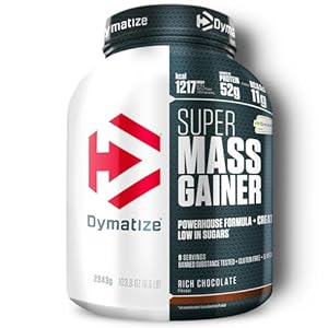 Dymatize Super Mass Gainer Rich Chocolate 2943g – Polvo Para Ganar Peso + Carbohidratos, Creapure Creatina, BCAA y Caseína