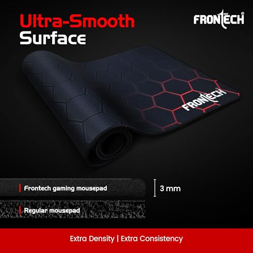 Image of FRONTECH Premium Extended Gaming Mouse Pad | Anti-Slip Rubber Base | Water & Spill Resistant | Stitched Edges | Ultra-Smooth Surface for Gaming & Office (Black /Red) MSP-0060