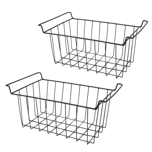 Paquet de 2 Paniers de Congélateur Coffre, Grand Panier de Rangement Empilable pour Réfrigérateur, étagères Suspendues en Métal pour Garde-Manger pour...
