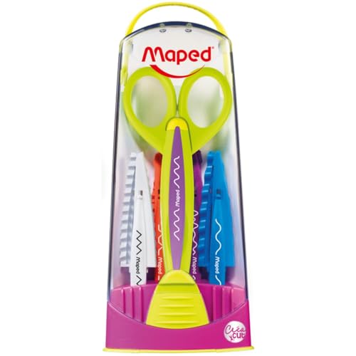 Maped - Coffret Ciseaux Cranteurs pour Découpe Créative - Paire de Ciseaux + 5 Lames Interchangeables - Loisirs Créatifs Enfant - À partir de 3 ans