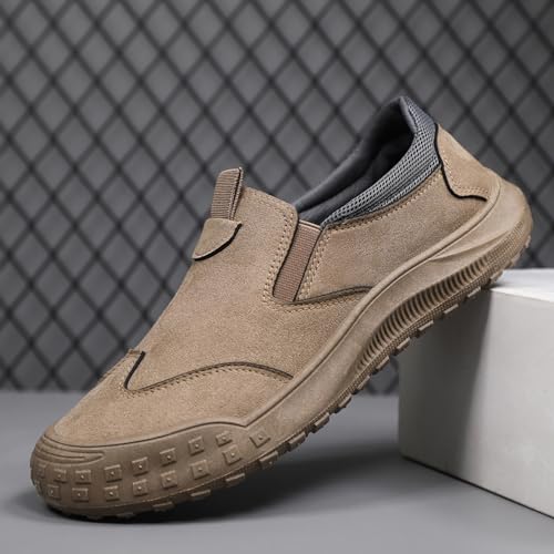 SYNTHESIS Men's Slip on Orthopedic Non Slip Walking Loafers,2024 Comfort Breathable Arch Support Outdoor Hiking Sneakers,Casual Soft Waterproof No Lace Flats Driving Work Shoes2
