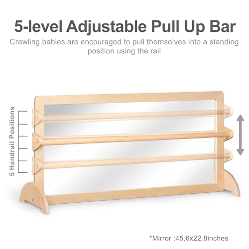 image for KRAND 3-Position Montessori Wood Frame Non-Shatter Safety Pull Up Bar 