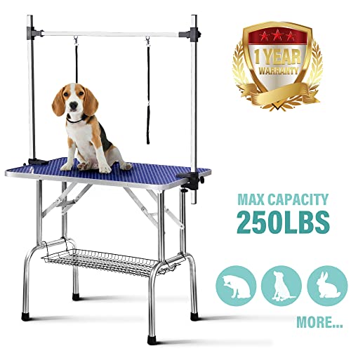 Rhomtree Professional 46″ Adjustable Pet Grooming Table Heavy Duty with Arm & Nosse & Mesh Tray for Large Dog Cat Shower Table Bath Station, Maximum Capacity Up to 330 LBS (46 inch) Rhomtree Professional 46″ Adjustable Pet Grooming Table Heavy Duty with Arm & Nosse & Mesh Tray for Large Dog Cat Shower Table Bath Station, Maximum Capacity Up to 330 LBS (46 inch)